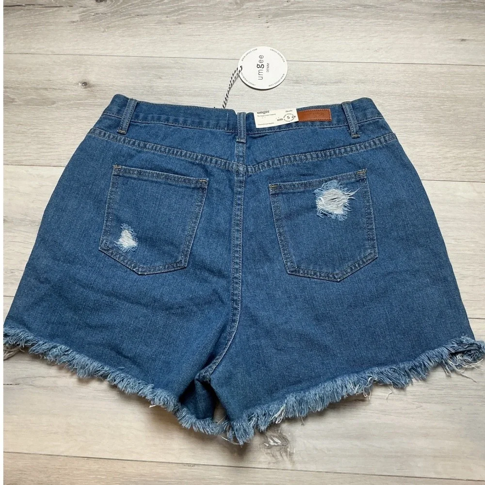 Umgee Distressed Denim Shorts Womens Size 5 Medium Wash Blue New With Tags